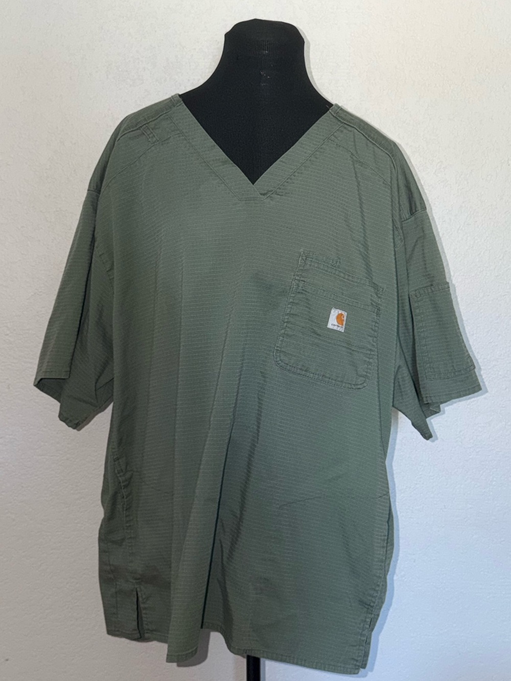 Carhartt Scrub Mens 3XL Shirt Short Sleeve Olive Green   Rugged Flex Modern Fit